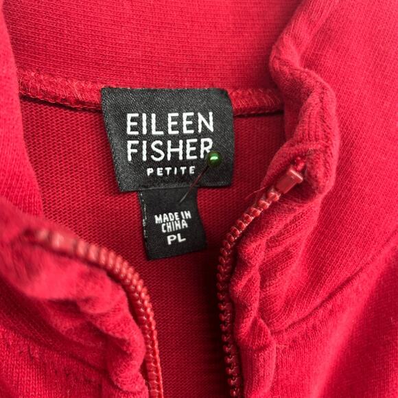 EILEEN FISHER Jacket PL Heavy Brushed Jersey Cotton Sweatshirt Full Zip Red - Picture 5 of 12